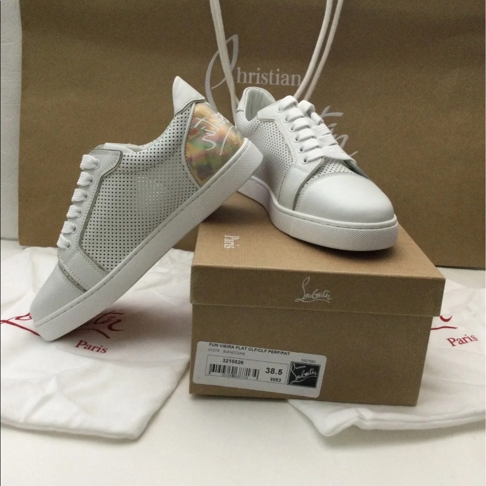Christian Louboutin Bicolor Low-Top Logo Sneakers 7.5